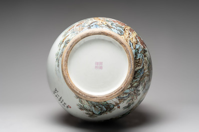A large Chinese famille rose 'mountainous landscape' vase, signed Wang Guiying 汪桂英, dated 1929