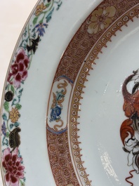A Chinese famille rose armorial soup plate with the arms of Mertins impaling Peck for the English market, Yongzheng, ca. 1725