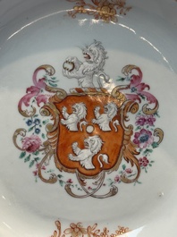 A Chinese polychrome armorial soup plate with the arms of Bennet for the English market, Qianlong, ca. 1765