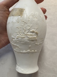 A Chinese 'mountainous landscape' biscuit vase, Wang Bing Rong 王炳荣 mark, Republic