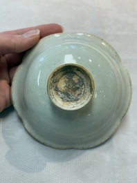 A Chinese qingbai lobed cup and stand, Song