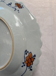 A pair of Chinese famille rose 'tobacco leaf' plates, Qianlong