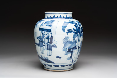 A Chinese blue and white 'Lian Sheng San Ji 連升三級' vase, Transitional period