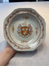 A Chinese polychrome armorial soup plate with the arms of Bennet for the English market, Qianlong, ca. 1765