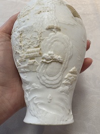 A Chinese 'mountainous landscape' biscuit vase, Wang Bing Rong 王炳荣 mark, Republic