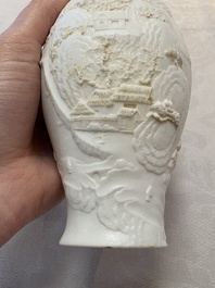A Chinese 'mountainous landscape' biscuit vase, Wang Bing Rong 王炳荣 mark, Republic