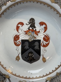 A Chinese armorial soup plate with the arms of Saunders for the English market, Qianlong, ca. 1745