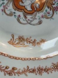 A Chinese polychrome armorial soup plate with the arms of Bennet for the English market, Qianlong, ca. 1765
