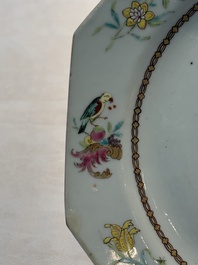 A set of five Chinese famille rose armorial plates with the arms of Simpson impaling Brydges for the English market, Qianlong, ca. 1760