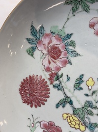 A Chinese famille rose plate with floral design, Johanneum mark, ex-collection of August the Strong, Yongzheng