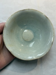 A Chinese qingbai lobed cup and stand, Song