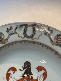A Chinese armorial soup plate with the arms of Saunders for the English market, Qianlong, ca. 1745