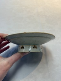 A Chinese qingbai lobed cup and stand, Song