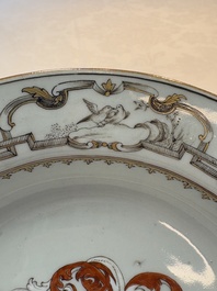 A Chinese armorial soup plate with the arms of Saunders for the English market, Qianlong, ca. 1745