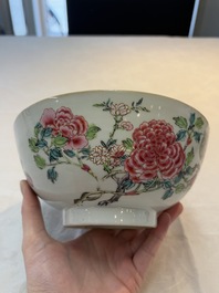Two Chinese famille rose bowls with flowers and geese, Qianlong