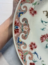 A Chinese famille rose dish with floral design, Qianlong