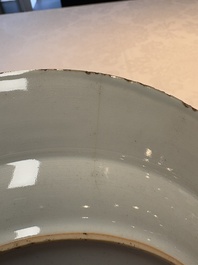 A pair of Chinese famille rose plates and one dish with birds and floral design, Qianlong