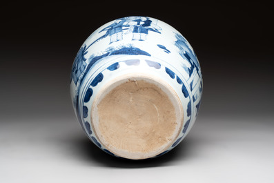 A Chinese blue and white 'Lian Sheng San Ji 連升三級' vase, Transitional period
