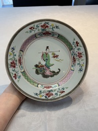 A pair of Chinese famille rose 'Lan Caihe' plates, Yongzheng