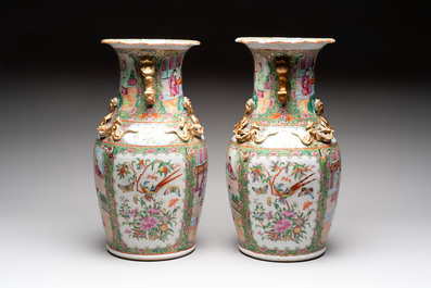 Four Chinese Canton famille rose vases, 19th C.