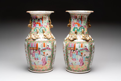 Four Chinese Canton famille rose vases, 19th C.
