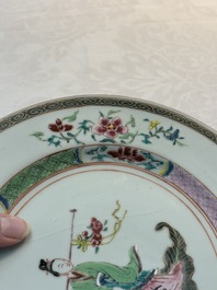 A pair of Chinese famille rose 'Lan Caihe' plates, Yongzheng