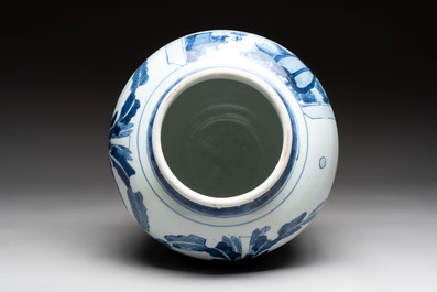 A Chinese blue and white 'Lian Sheng San Ji 連升三級' vase, Transitional period