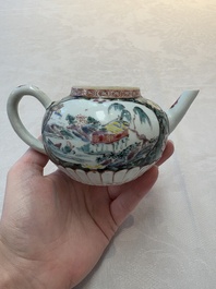 A Chinese famille rose teapot and stand, and a famille rose black-ground teapot, Yongzheng/Qianlong