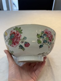 Two Chinese famille rose bowls with flowers and geese, Qianlong