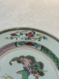 A pair of Chinese famille rose 'Lan Caihe' plates, Yongzheng