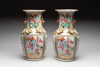 Four Chinese Canton famille rose vases, 19th C.