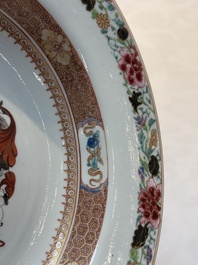 A Chinese famille rose armorial soup plate with the arms of Mertins impaling Peck for the English market, Yongzheng, ca. 1725