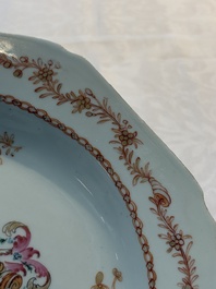 A Chinese polychrome armorial soup plate with the arms of Bennet for the English market, Qianlong, ca. 1765