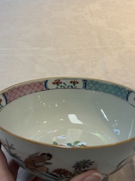 Two Chinese famille rose bowls with flowers and geese, Qianlong