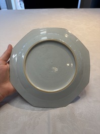 A set of five Chinese famille rose armorial plates with the arms of Simpson impaling Brydges for the English market, Qianlong, ca. 1760