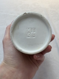 A Chinese 'mountainous landscape' biscuit vase, Wang Bing Rong 王炳荣 mark, Republic