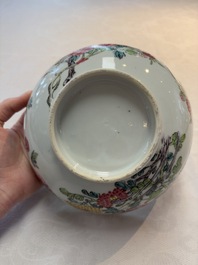 Two Chinese famille rose bowls with flowers and geese, Qianlong