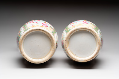 Four Chinese Canton famille rose vases, 19th C.