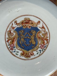 A Chinese famille rose armorial plate with the arms of Carter for the English market, Kangxi, ca. 1722