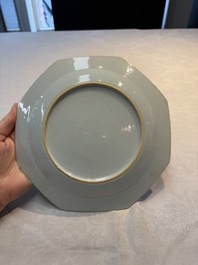 A set of five Chinese famille rose armorial plates with the arms of Simpson impaling Brydges for the English market, Qianlong, ca. 1760