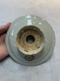 A Chinese qingbai lobed cup and stand, Song