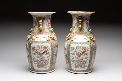 Four Chinese Canton famille rose vases, 19th C.