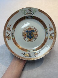 A Chinese famille rose armorial plate with the arms of Carter for the English market, Kangxi, ca. 1722