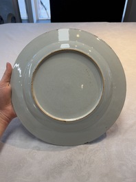A pair of Chinese famille rose plates and one dish with birds and floral design, Qianlong