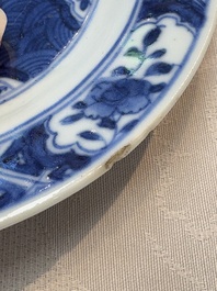 A Chinese blue and white 'shou' plate, Chenghua mark, Kangxi