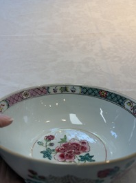 Two Chinese famille rose bowls with flowers and geese, Qianlong
