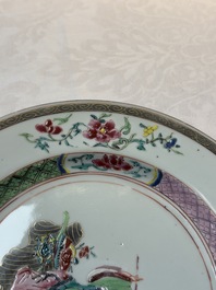 A pair of Chinese famille rose 'Lan Caihe' plates, Yongzheng
