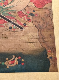 Chinese school: 'Heavenly king', ink and colour on silk, Qing or later
