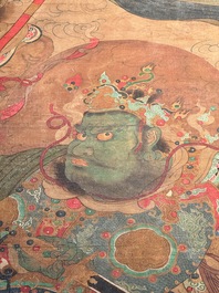 Chinese school: 'Heavenly king', ink and colour on silk, Qing or later