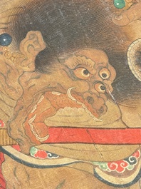 Chinese school: 'Heavenly king', ink and colour on silk, Qing or later